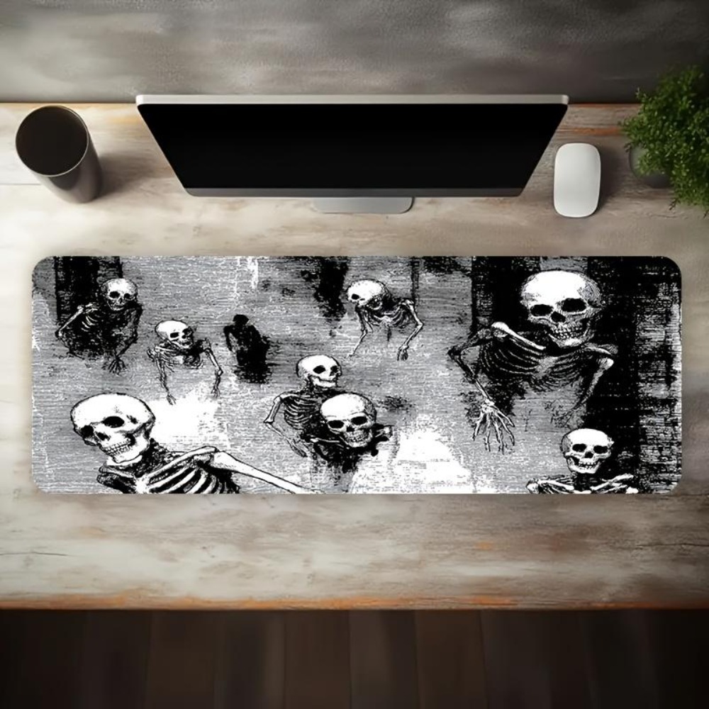 Retro Gaming Vibe - Menggunakan pola tengkorak hitam dan putih,