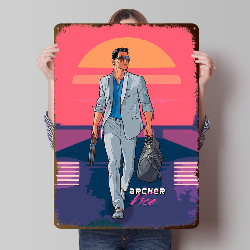 Retro Gaming Vibe - Poster Tinplate Archer Old Vibes, Seni