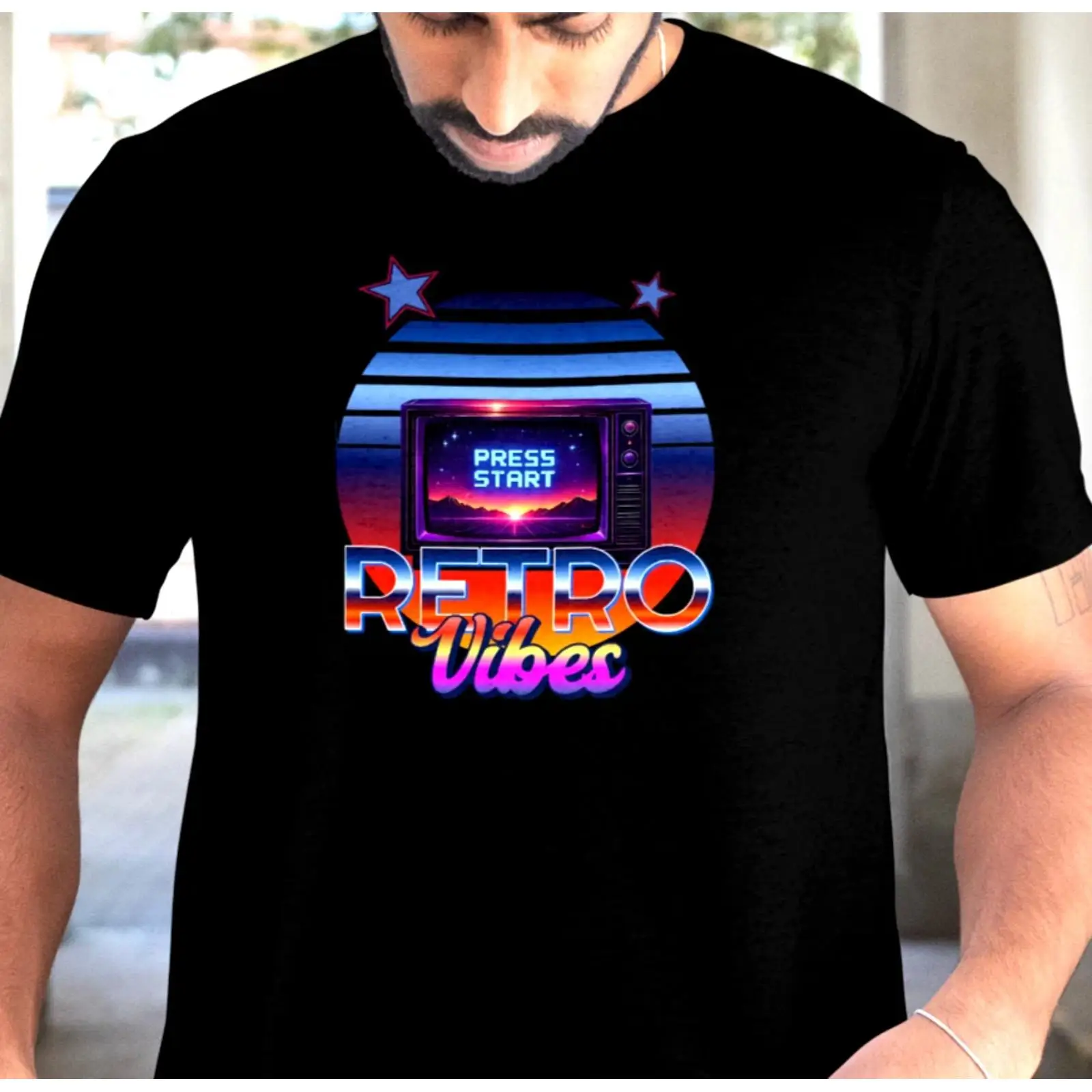 Retro Gaming Vibe - Kaos Retro Gaming Neon Gaya Klasik